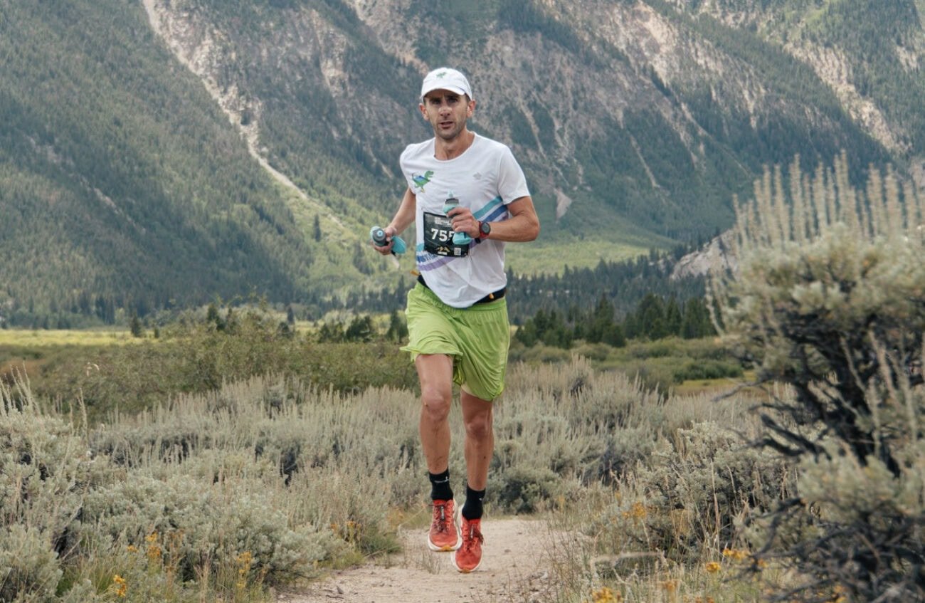 a man running on a trail